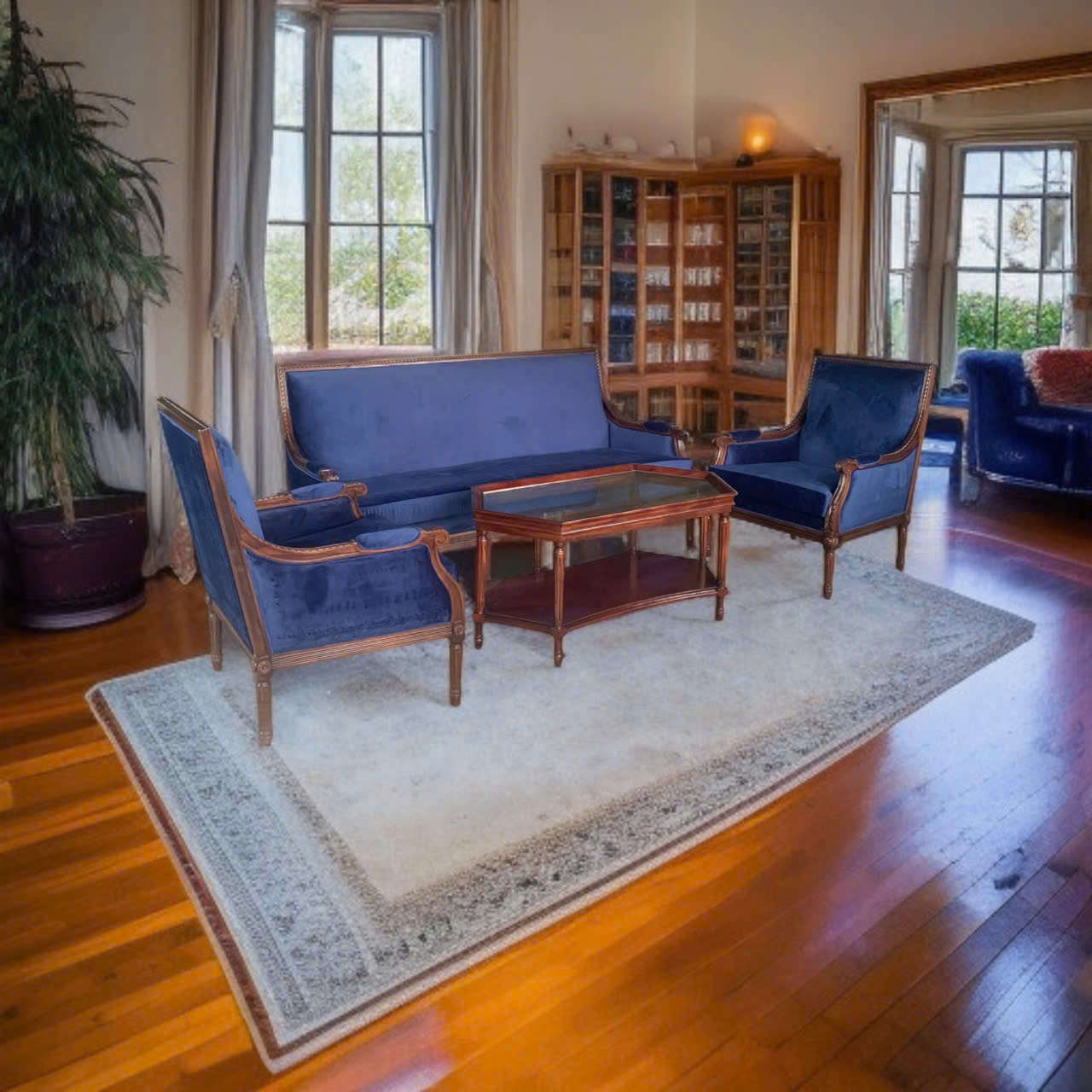 BỘ SOFA TÂN CỔ ĐIỀN LOUIS 16- VẢI BỌC THEO YÊU CẦU